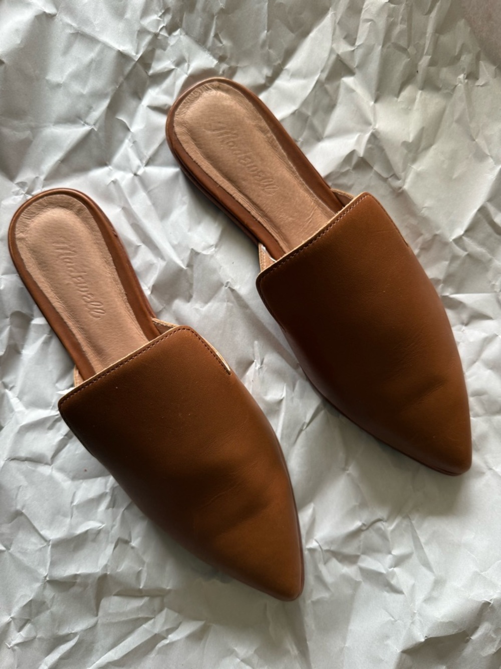 Madewell The Gemma Pointed Toe Mule Slides - English Saddle